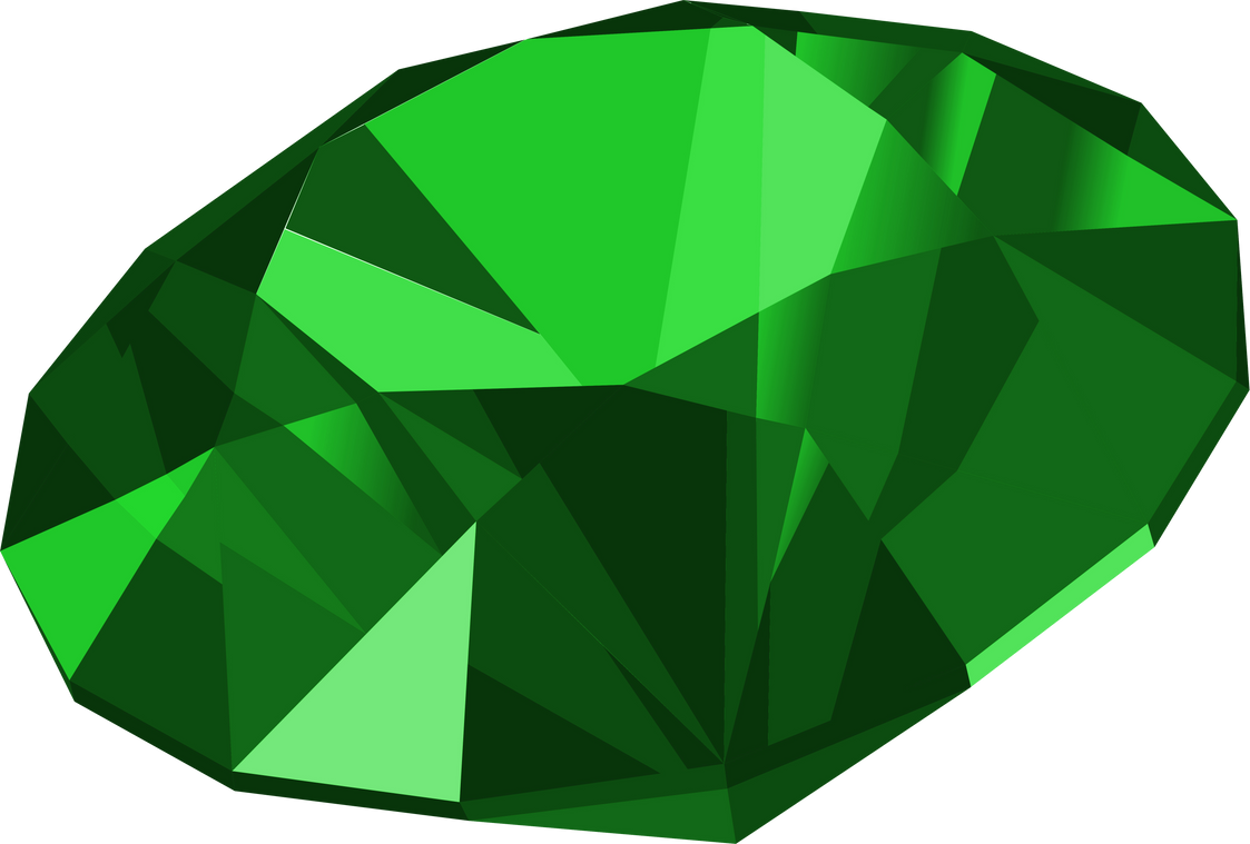 Emerald precious stone, brilliant gemstone shape